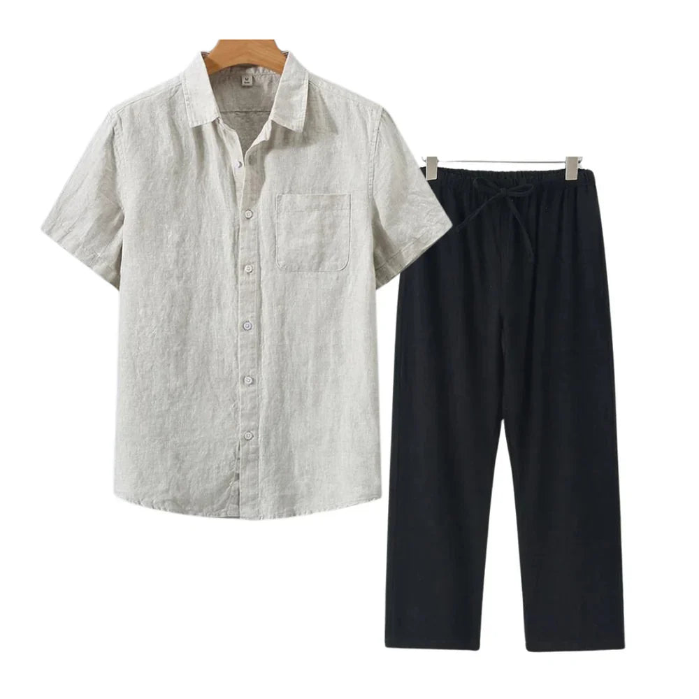 Linen Combo Short Sleeve