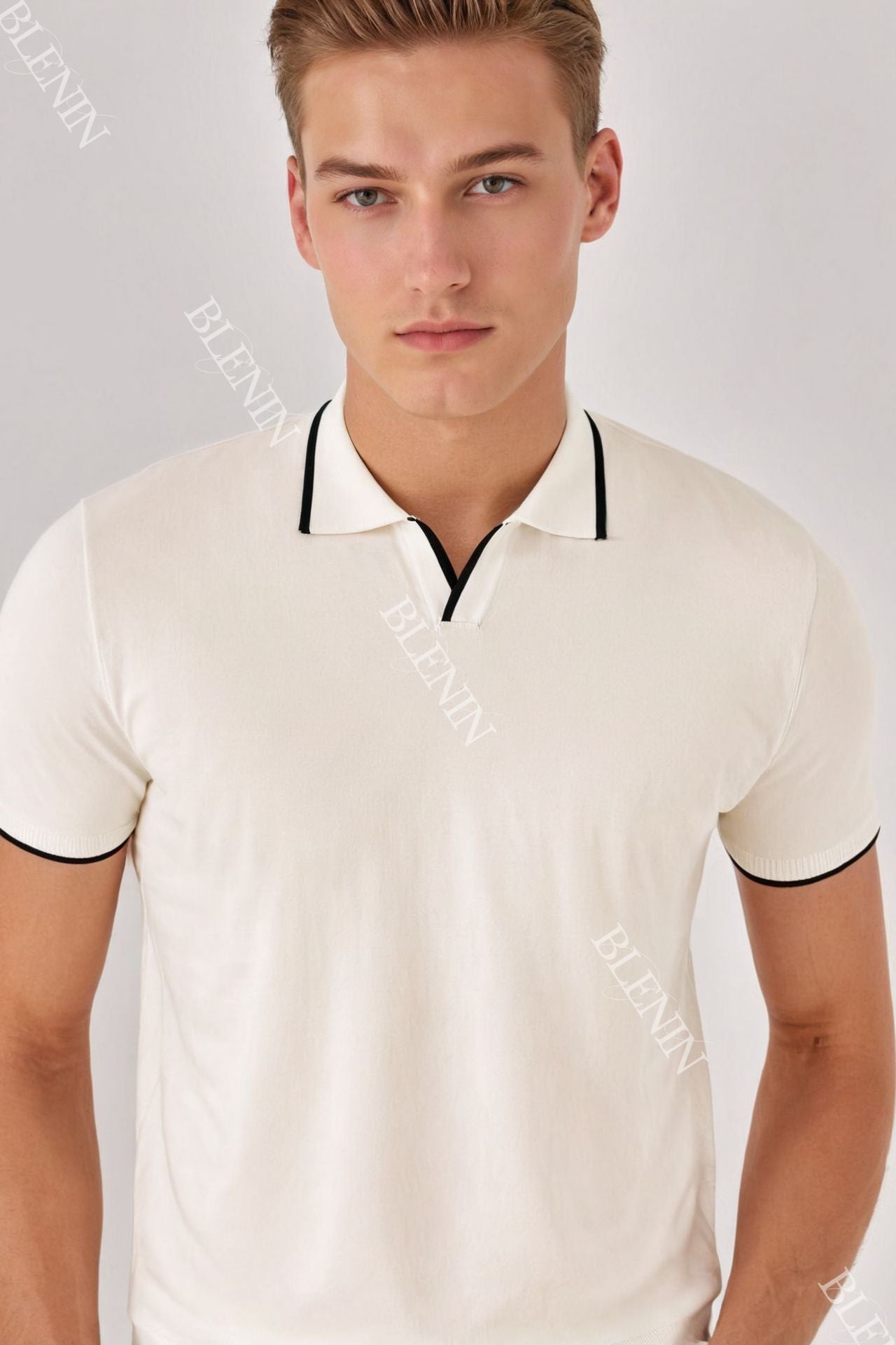 Old Money Contrast Slim Fitted Elegant Summer Sleeveless Polo T-Shirt