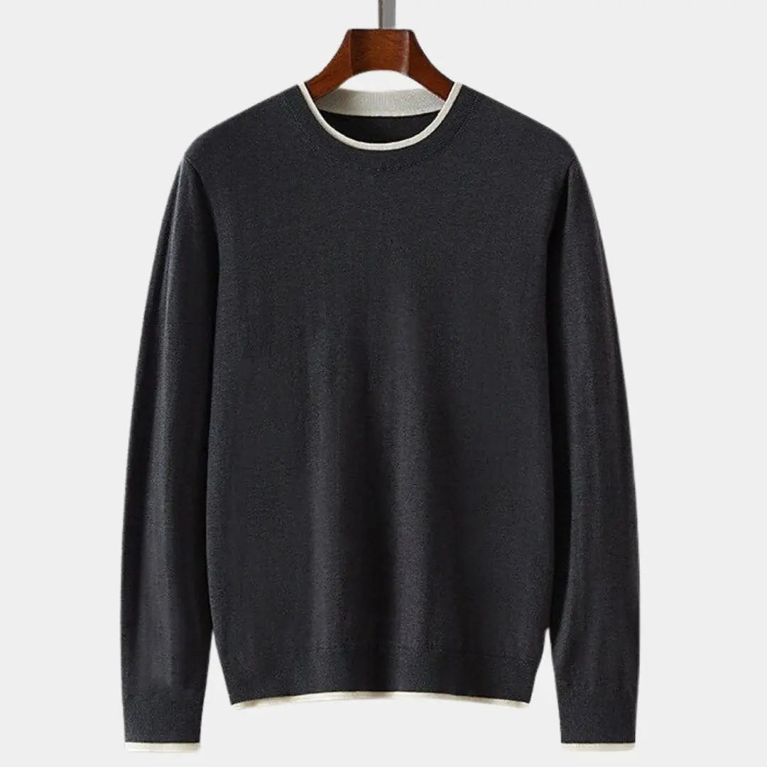 100% Merino Wool Crew Neck 2-in-1 Pullover Sweater – Versatility and Elegance Combined