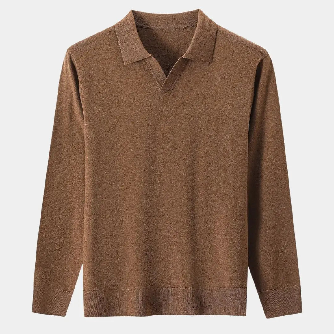 100% Wool Knit V-Neck Turndown Pullover Sweater – Effortless Style and Comfort