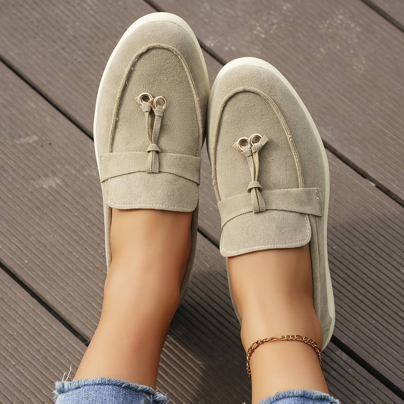 Old Money Casual Metallic Circle Decor Leather Loafers