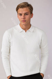 Old Money Striped Long Sleeve Polo T-Shirt