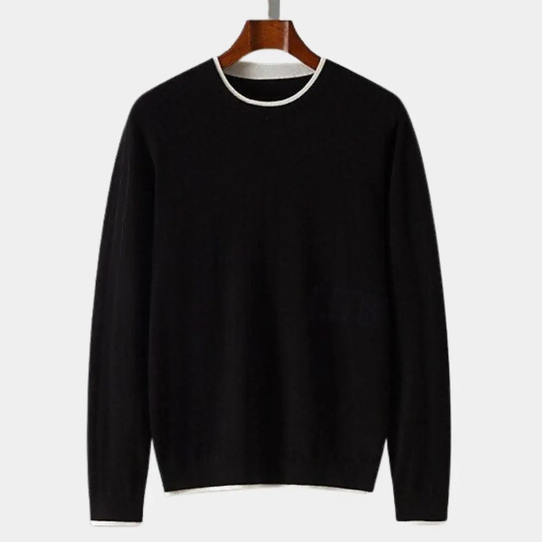 100% Merino Wool Crew Neck 2-in-1 Pullover Sweater – Versatility and Elegance Combined