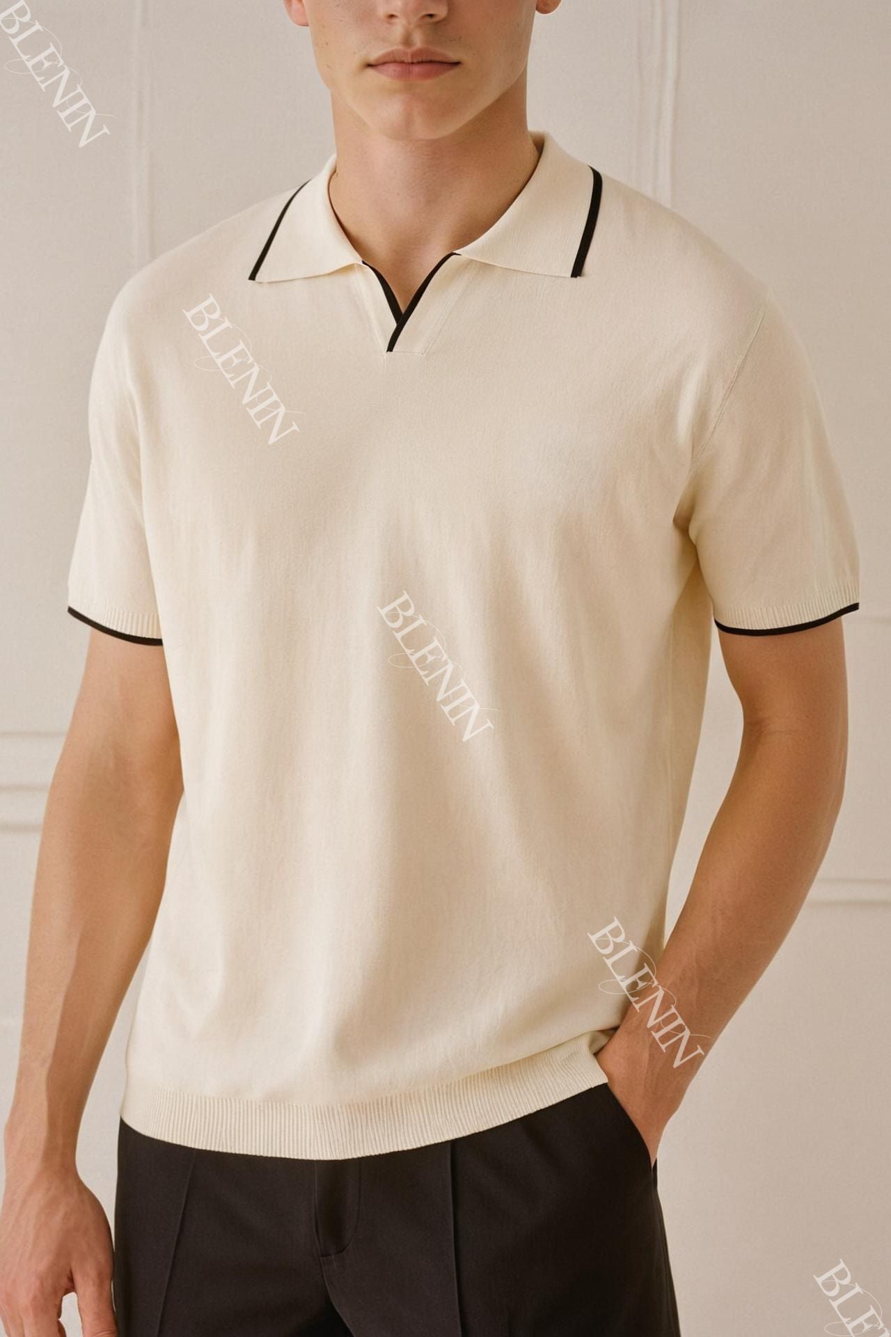 Old Money Contrast Slim Fitted Elegant Summer Sleeveless Polo T-Shirt