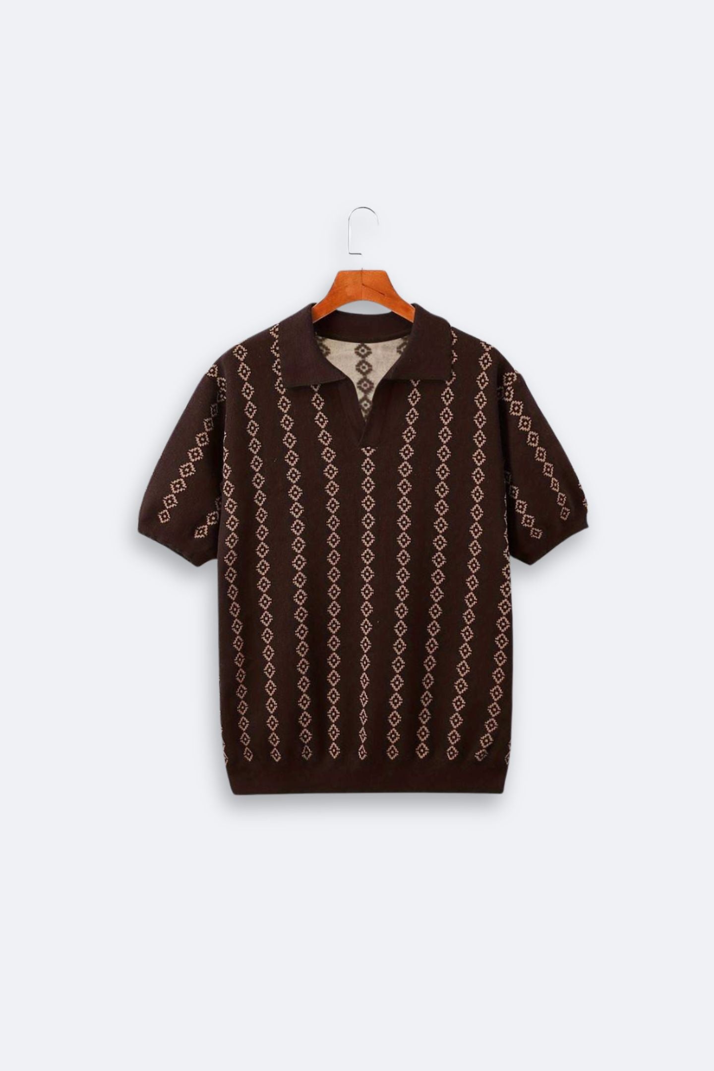 Old Money Pattern Chic Knit Polo T-Shirt