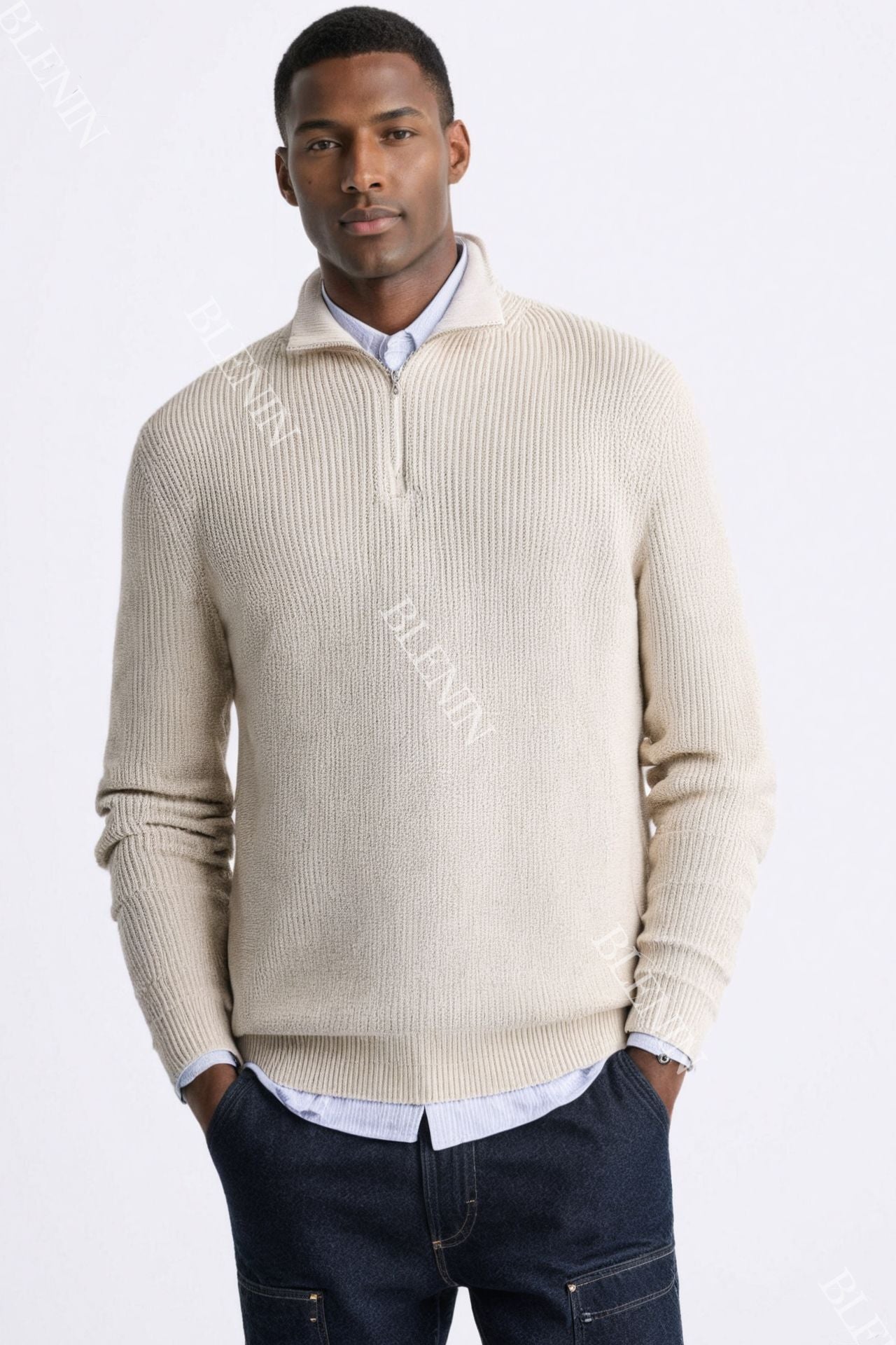 Old Money Classic Knitted Wool Zip Sweater