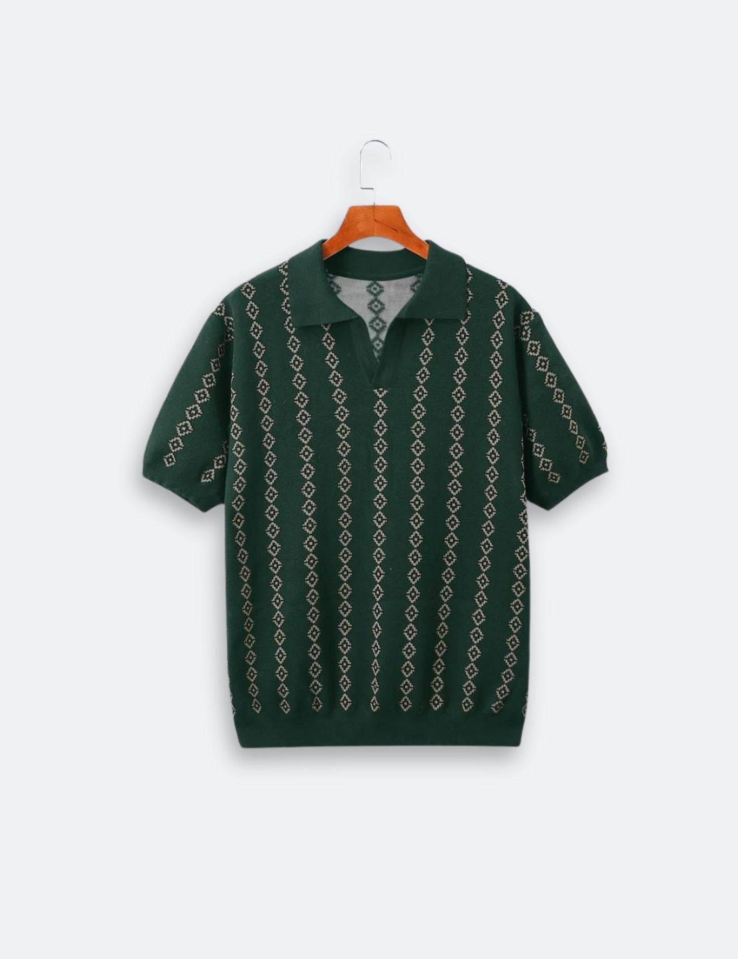 Old Money Pattern Chic Knit Polo T-Shirt