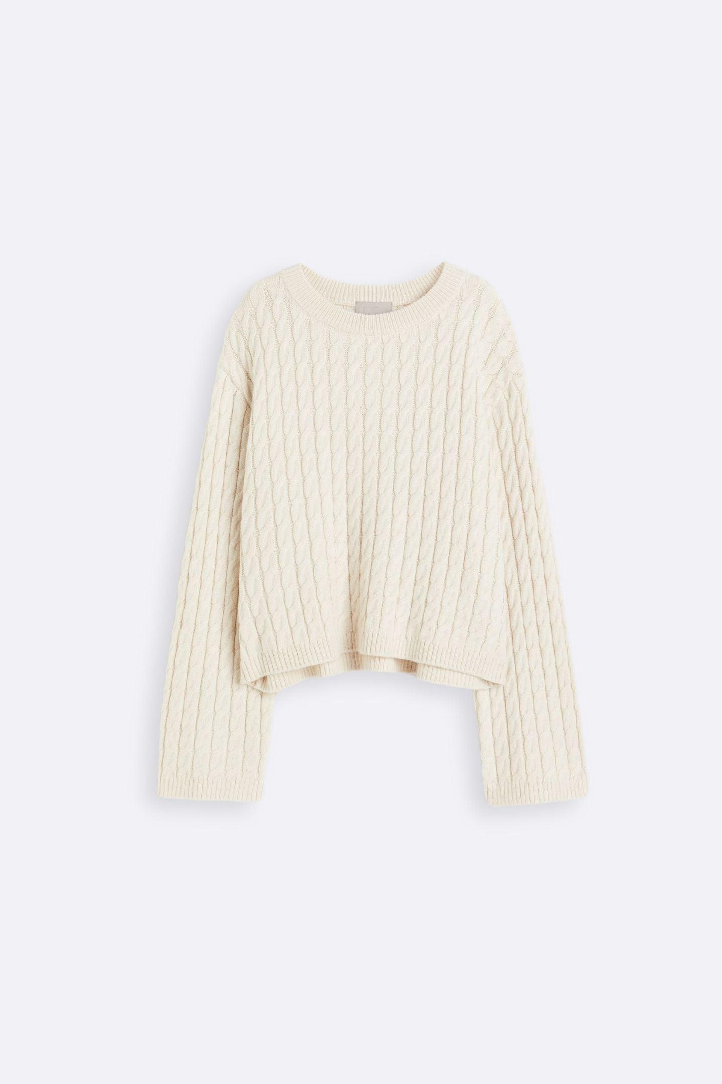 Thrustyle - Loose Cable Knit Pattern Sweater
