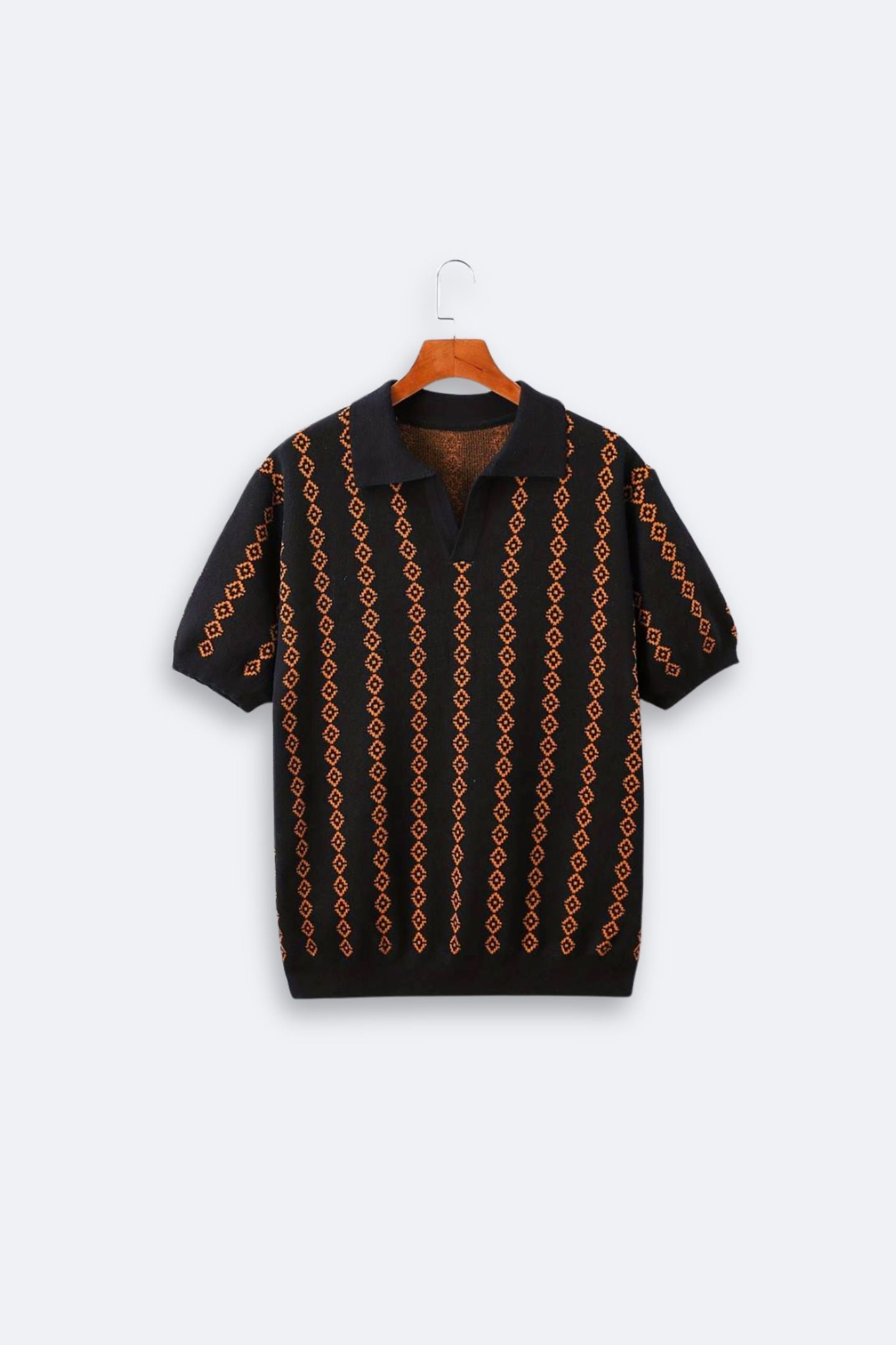 Old Money Pattern Chic Knit Polo T-Shirt