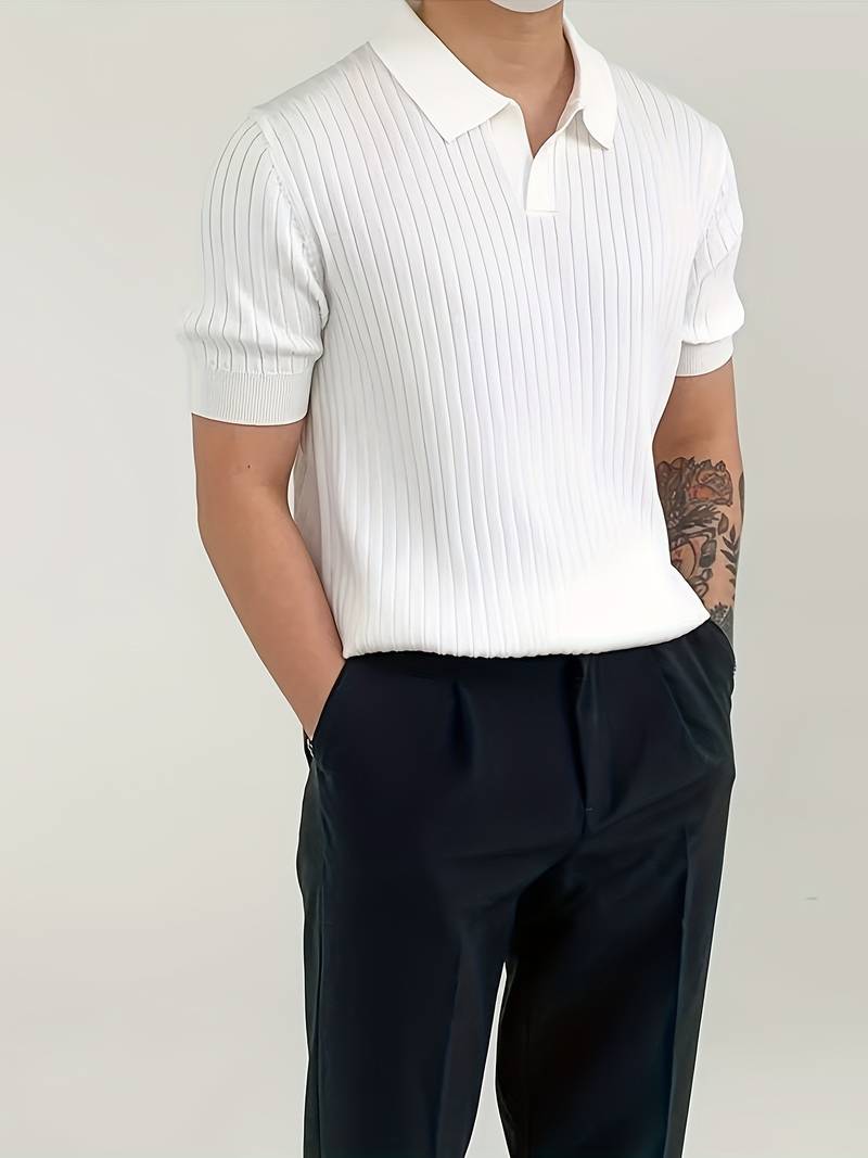 Old Money Stripe Pattern Breathable Polo T-Shirt