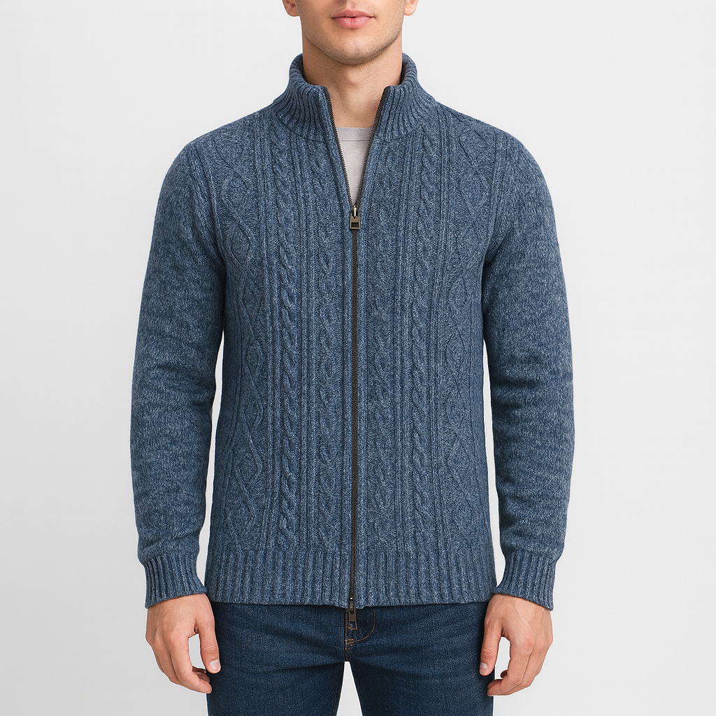 THRUSTYLE | Cable Knit Zip Cardigan