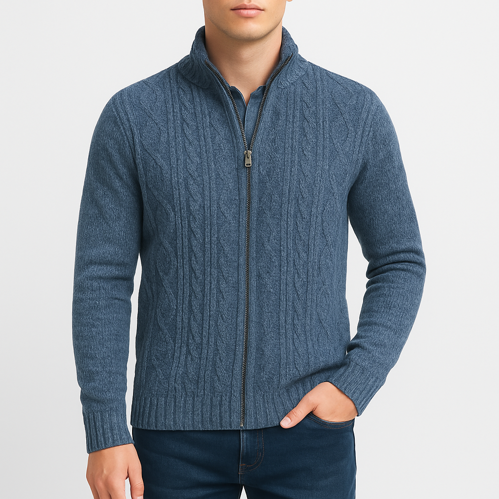 THRUSTYLE | Cable Knit Zip Cardigan