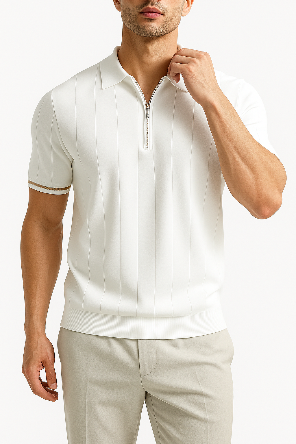 THRUSTYLE | Textured Zip Polo