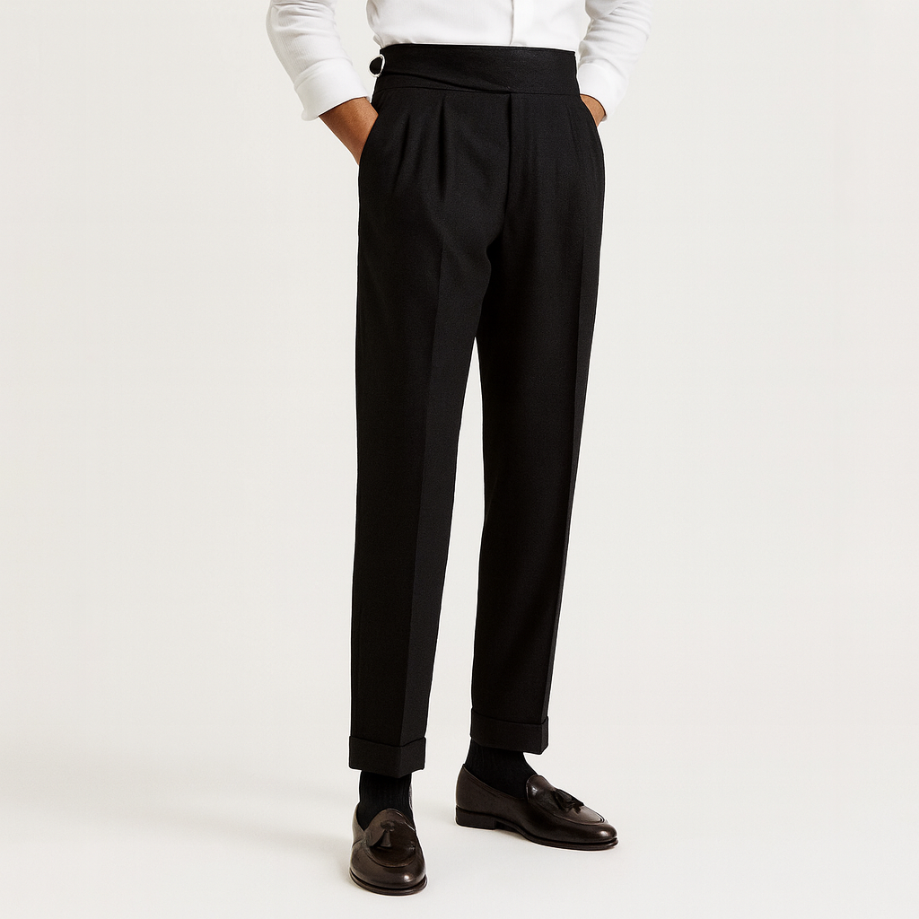 Men’s Pleated High-Waisted Trousers – Classic Elegance & Modern Tailoring