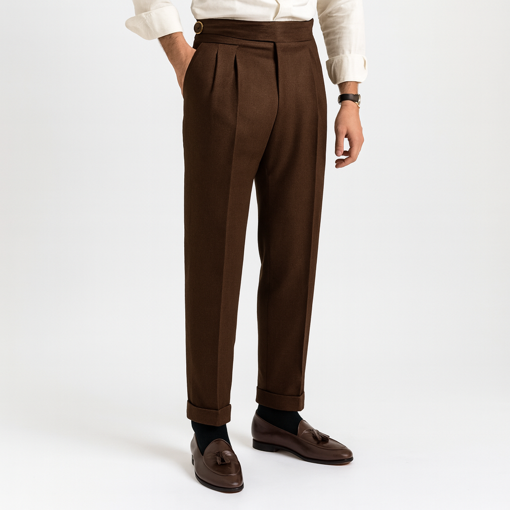 Men’s Pleated High-Waisted Trousers – Classic Elegance & Modern Tailoring