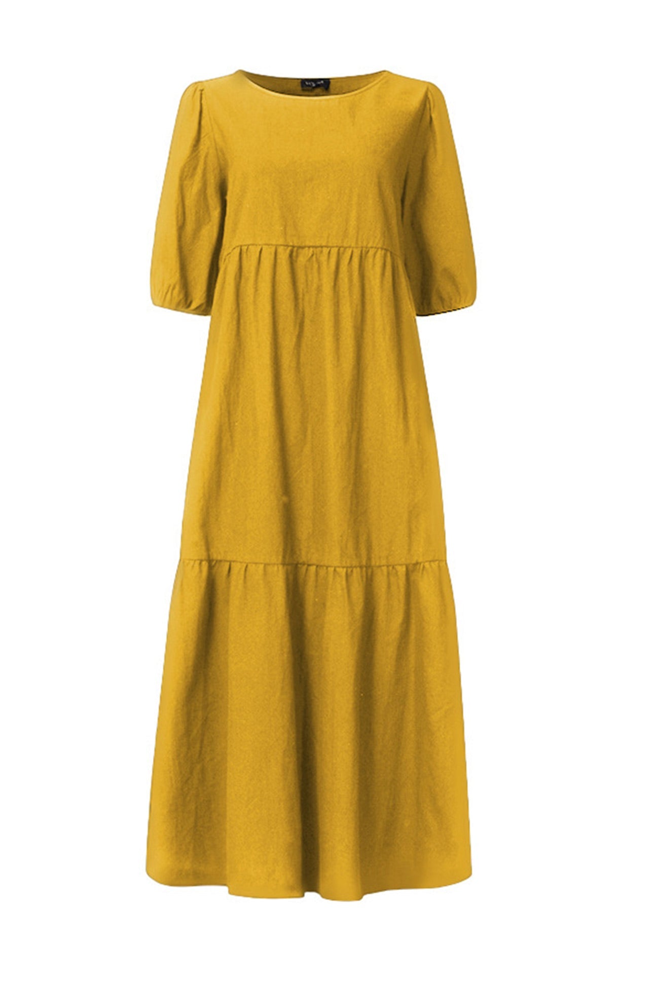 Crew Neck Cotton Tiered Dress