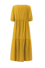 Crew Neck Cotton Tiered Dress