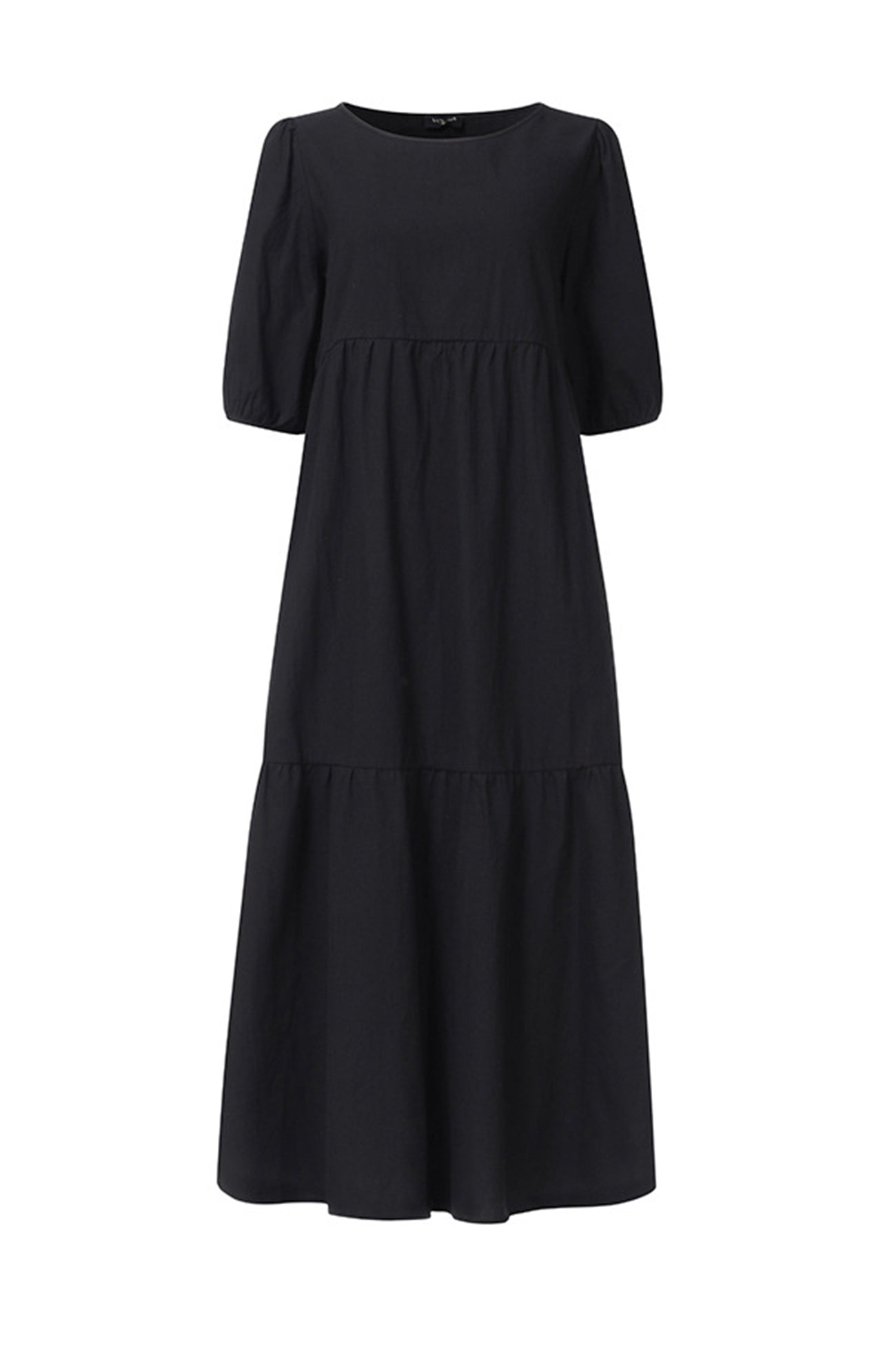 Crew Neck Cotton Tiered Dress