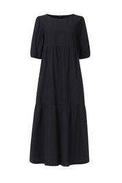 Crew Neck Cotton Tiered Dress