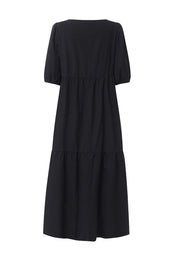 Crew Neck Cotton Tiered Dress