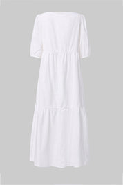 Crew Neck Cotton Tiered Dress