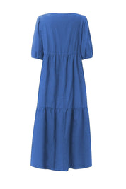 Crew Neck Cotton Tiered Dress