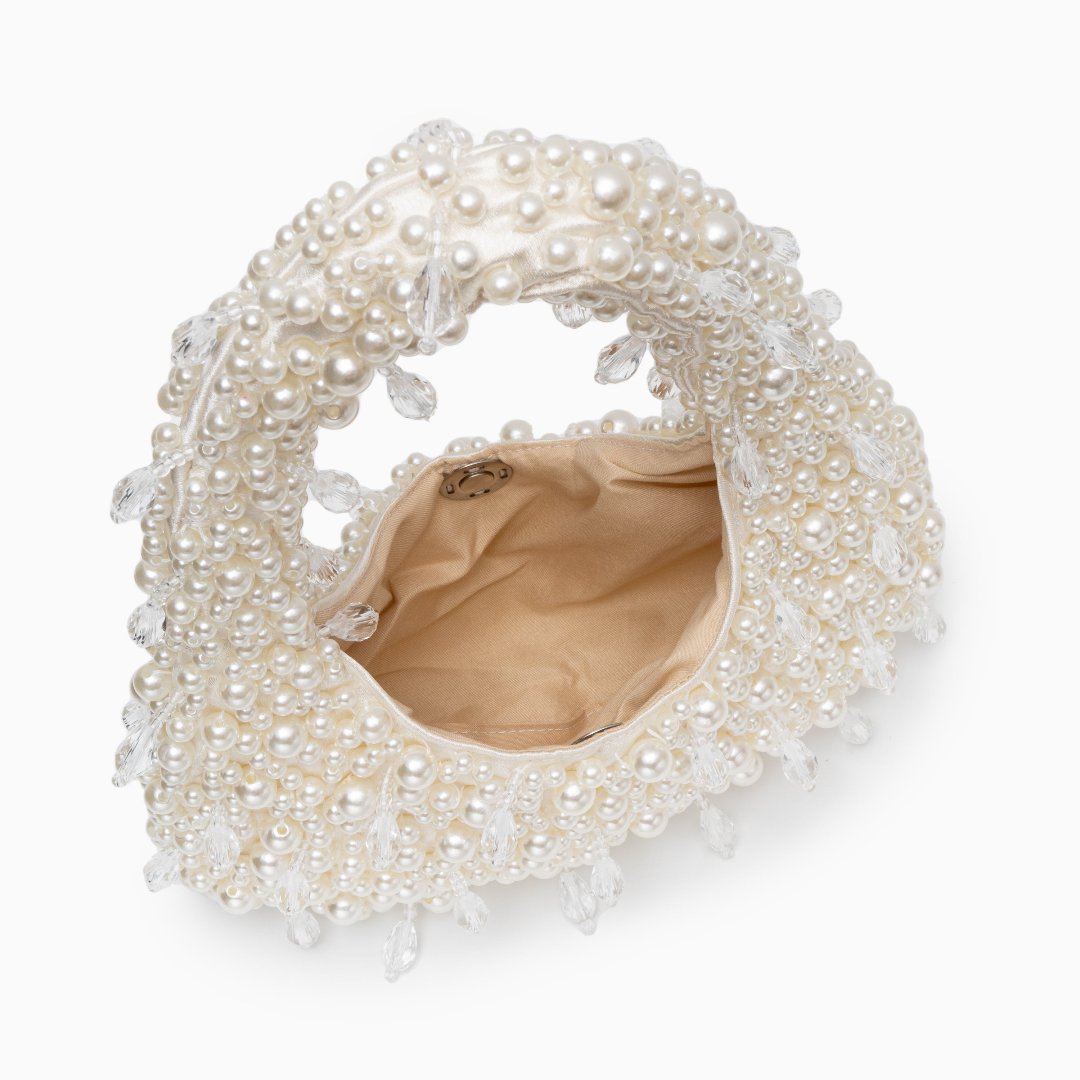 Pearl-Embellished Shoulder Bag - Elegant Mini Tote for Any Occasion