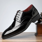 Men’s Dress Shoes – High-Shine Patent Leather, Classic Wingtip Brogue-6