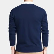 Men’s classic V-neck pullover – soft knit sweater for layering & casual business wear