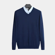Men’s classic V-neck pullover – soft knit sweater for layering & casual business wear