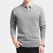 Men’s classic V-neck pullover – soft knit sweater for layering & casual business wear