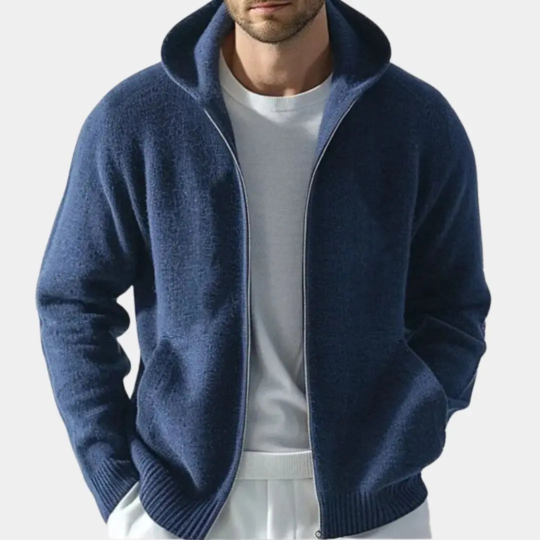 Men's 100% Merino Wool Zip Solid Color Sweater – Sleek Design Meets Luxurious Comfort