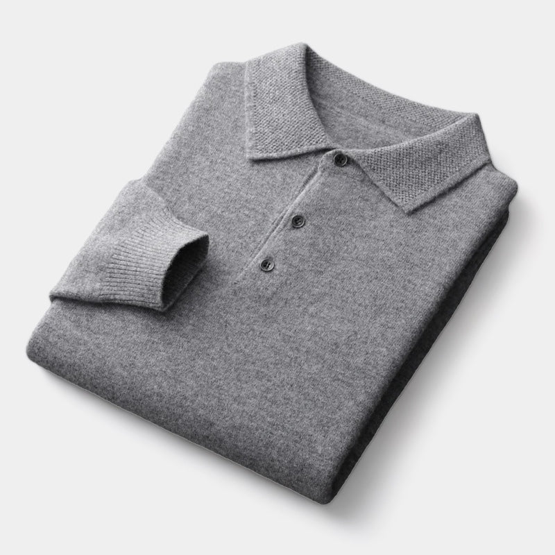 OLD MONEY Merino Wool Polo Collar Sweater