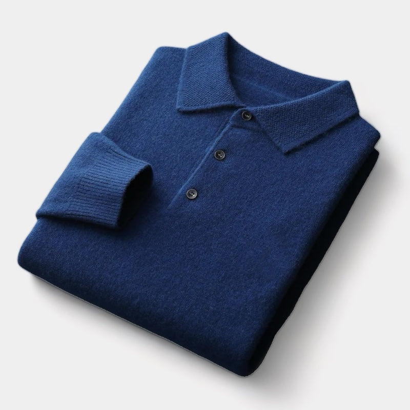 OLD MONEY Merino Wool Polo Collar Sweater