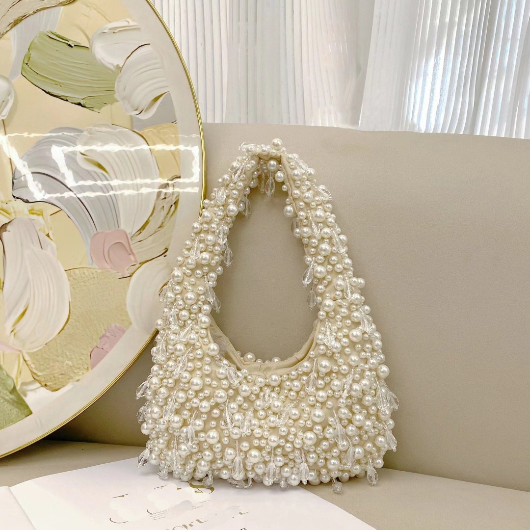 Pearl-Embellished Shoulder Bag - Elegant Mini Tote for Any Occasion