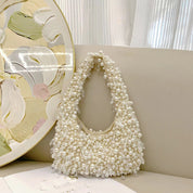 Pearl-Embellished Shoulder Bag - Elegant Mini Tote for Any Occasion