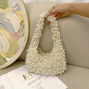 Pearl-Embellished Shoulder Bag - Elegant Mini Tote for Any Occasion