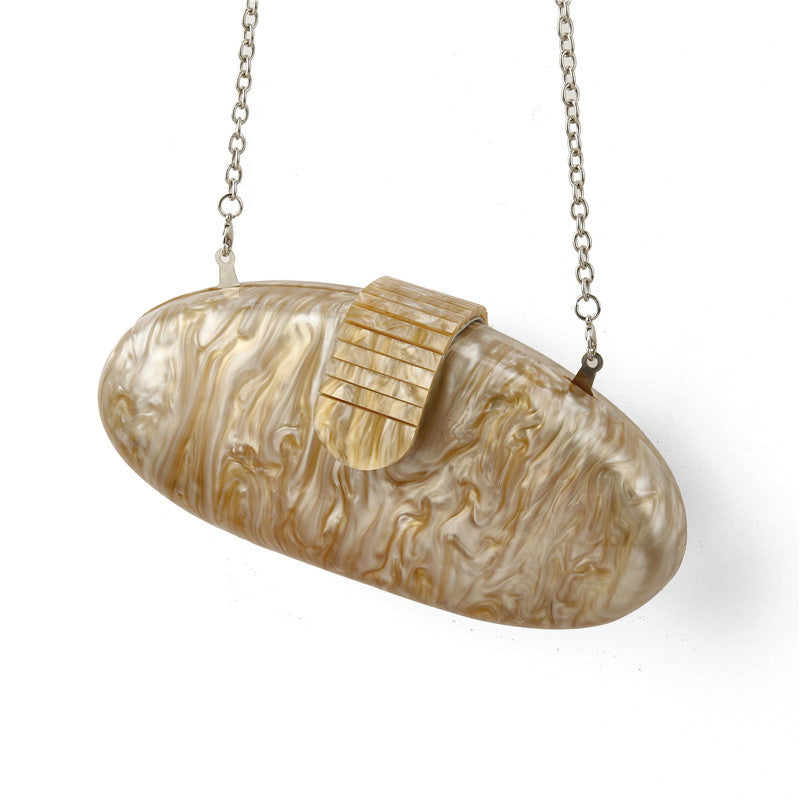 Acrylic Oval Clutch Bag – Gold