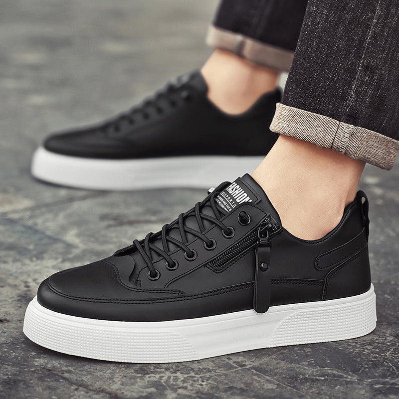 Men’s Leather Sneakers – Side Zipper, Cushioned Comfort-5
