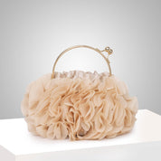 Flower clutch handbag - elegant floral evening bag with top handle
