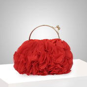 Flower clutch handbag - elegant floral evening bag with top handle