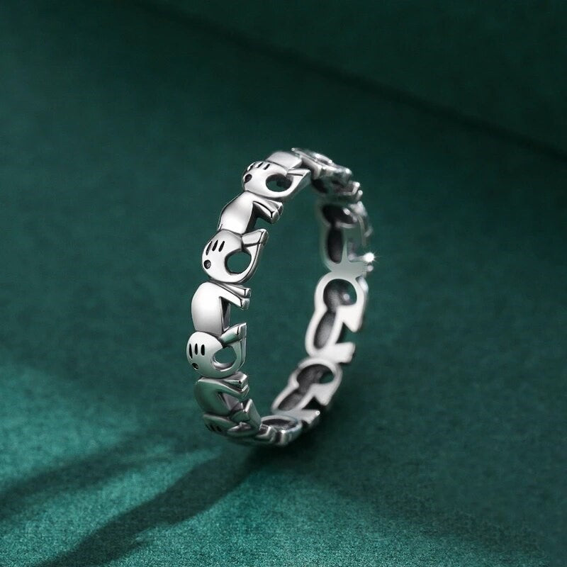 925 sterling silver elephant band ring for women