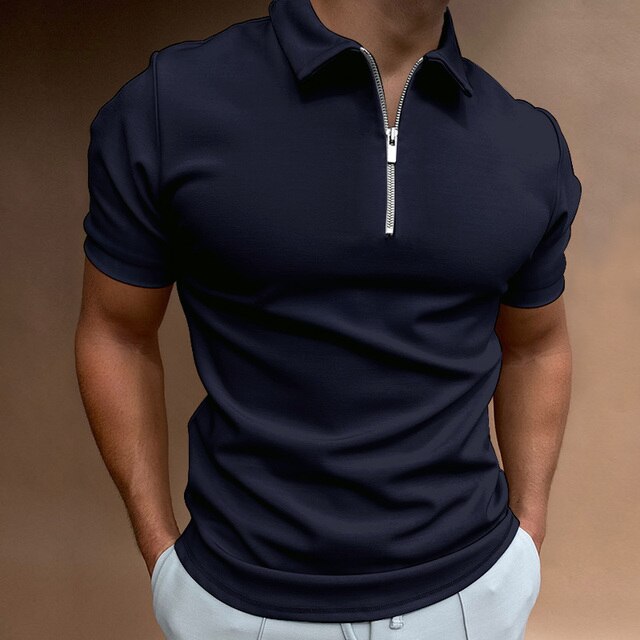 Men's Polo | Casual Zippered Polo Shirt