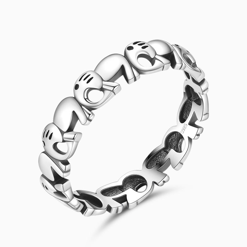 925 sterling silver elephant band ring for women