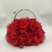 Flower clutch handbag - elegant floral evening bag with top handle