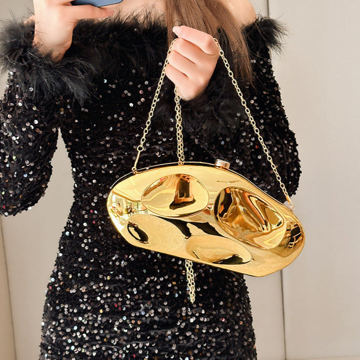 Acrylic evening clutch bag - metallic handbag for women, luxury dinner purse