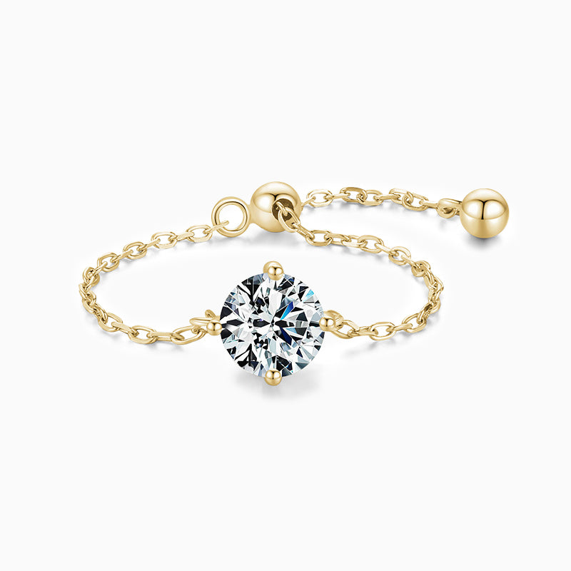 925 Sterling Silver Chain Ring – Gold Silver