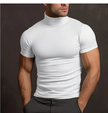 Mock neck short sleeve fitted top for men
