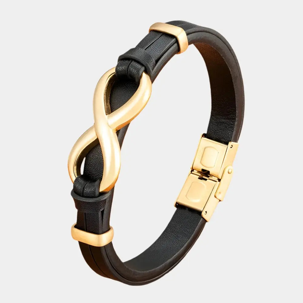 Men’s Infinity Leather Bracelet – Sleek, Minimalist & Durable