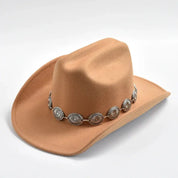 Men’s Western Cowboy Hat – Felt Leather Wide Brim Vintage Rodeo Style